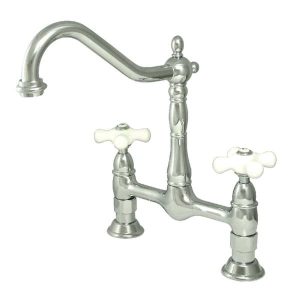 KS1171PX Heritage Bridge Kitchen Faucet, Polished Chrome